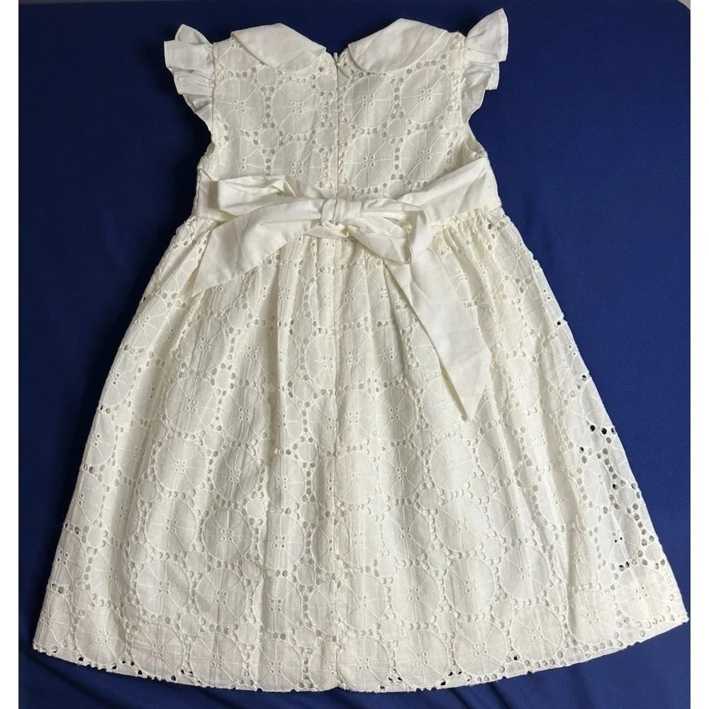 Petit Ami Girls White Eyelet Lace And Cotton‎ Dress Size 18 Months 18m Summer